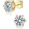 MomentWish Moissanite Orecchini Oro 18K, 0,6 Carato/4mm Orecchino Punto Luce Donna Uomo Brillanti Diamanti Anallergici Regalo-6 Prong