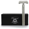 Haryali London Twist rasoio di sicurezza con apertura a farfalla da uomo. Rasoio classico vintage in acciaio INOX.