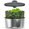 Zyliss Easy Spin Centrifuga per Insalata Grande in Acciaio Inox, Capacità: 6L, Asciuga Lattuga con Corda a Strappo, Pulsante Freno, Base Antiscivolo, Lavabile in Lavastoviglie, Senza BPA