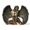 Unicorn Freccette Alato Inginocchiato Nudo Donna Donna Statua Bronzata Finitura