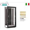 TECA per VINI con TELAIO A CORNICE CLASSICA in LEGNO colore ORO TENUE, 3 LATI VETRO, cap.60 bottiglie ORIZZONTALI, Freddo STATICO o VENTILATO,temp.+4 +16C,per VINI BIANCHI o ROSSI,porte su 1 fronte,V.230 1,Kw.0,12,Peso 110 Kg,dim.mm.874x388x1865h