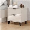 DEGHI Comodino 48x52h cm con 2 cassetti cashmere e piedi neri - Dolan