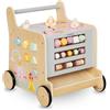 Mamabrum Girello in Legno per Bambini, Spingitore 2in1, Cubo Motore, Giocattolo per la Prima Educazione: Cavalcabile, Selezionatore, Labirinto, Abaco, Blocchi con Numeri, Cursore, Ruote Antiscivolo