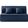 EVERGREENWEB MATERASSI & BEDS EVERGREENWEB Divano Letto 2 Posti con Materasso Matrimoniale 140x190 Ortopedico, Prontoletto RICHIUDIBILE con Rivestimento SFODERABILE e Lavabile, Coppia Cuscini SUPERSOFT Abbinati colore Blu, ELLEN