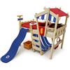 Wickey Letto per bambini con scivolo CrAzY Hutty Letto a soppalco con tetto Letto Avventura con rete a doghe, blu/rosso