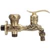 Hapivida Rubinetto Giardino Doppia Uscita, Antico Maniglia a Leva in Ottone Lavanderia G1/2 Doppio Bagno Lavatrice Rubinetto Acqua Fredda montato a parete per Giardino Esterno (B)