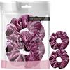Basic Sense Set di 2 elastici per capelli, grandi dimensioni, in velluto, per chignon e coda di cavallo, per donne, ragazze e bambine, colore prugna