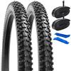 YunSCM 2PCS Pieghevole 24 Pollici Pneumatici 24x2.35 ETRTO 57-507 e 24 Pollici Camera d' Aria AV32mm compatibile Bicicletta 24x2.30 24x2.35 24x2.40 Copertoni e Camera d'aria