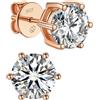 MomentWish Moissanite Orecchini Oro Rosa, 0,6 Carato/4mm Orecchino Punto Luce Donna Uomo Brillanti Diamanti Anallergici Regalo-6 Prong