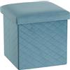 Baroni Home Pouf Cubo Contenitore Pieghevole in Velluto, Poggiapiedi Imbottito Porta-Oggetti, Sgabello Contenitore per Camera e Salone, Pouf Salvaspazio, 35x35x35 cm, Blu Petrolio