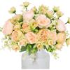Hobyhoon 4 mazzi di fiori finti di seta artificiale, per la decorazione della casa, per vasi, matrimoni, decorazioni per la casa (bianco-verde)