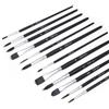 Elan Set Pennelli Acquerello, 12 Pezzi Manico Corto Sintetico Tipo Martora, Pennelli Lingua di Gatto, Piatto, Tondo e Liner per Pittura ad Acquerello