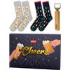 soxo Birra Calzini Uomo Cotone Divertenti Idea Regalo Confezione Calze Fantasia Regali Per Lui 40-45 Calzini 2 Paia + Apribottiglie