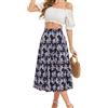 Bbonlinedress Gonna da donna a linea gonna a pieghe lunghezza al ginocchio gonne estive con stampa floreale gonna a piatto casual a vita alta gonna midi, Fiore nero, M