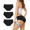 TANSTC Mutande Mestruali Donna, 60ML Grande Volume Mestruale Mutande Assorbenti, Cotone Vita Alta Slip Mestruali Donna, Mutande Post Parto, Nero, 3 Pack, S