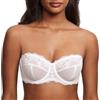 DOBREVA Reggiseno Senza Spalline Pizzo Trasparente Taglie Forti con Ferretto Multifunzione Bianco 3F