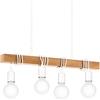 Eglo Lampada a sospensione Townshend, Lampadario sospeso vintage a quattro luci dal design industriale, Lampada sospesa retrò in acciaio e legno, bianco, marrone, E27