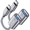 JSAUX Adattatore da USB C a USB 3.1 [Confezione da 2] Cavo adattatore OTG Tipo C Compatibile con Samsung Galaxy S20 S10 S9 Plus Note 10 A5 2017, Huawei P30 P20 Lite Mate 30 20 Pro, MacBook Pro 2018