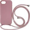 Ququcheng Cover Compatible con iPhone 16e(6.1),Cellulare Girocollo Custodia con Cordino TPU corda Silicone Case Bumper per iPhone 16e(6.1) Custodia-Rosa Oro