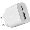 Sanronang Caricatore USB C, 2-Porte USB-C&USB-A Alimentatore USBC da 25W per Apple iPhone 16/16e/16 Pro/16 Pro Max/16 Plus/15/14/13/12/11/SE/XS/Max/X/iPad, Samsung, Caricabatterie Rapido Alimentatore Presa