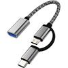 zoyuzan Adattatore USB a USB C Micro USB Presa (2 in 1) compatibile con Samsung Galaxy Huawei Xiaomi Redmi Apple iPhone 15 Pro Max Plus iPad USB A OTG Cavo Macbook Tipo Thunderbolt Cavo Convertitore
