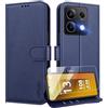 UITUIM Custodia per Xiaomi Redmi Note 13 5G (Non per 4G) - Portafoglio in Pelle con Vetro Temperato, Porta Carte, Flip Case - Blu