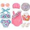 Hpbaggy Set da nuoto per bambole, Costume da Bagno per Bambole, con Costume da Bagno per bambole, Cappello, Occhiali, Pantofole, Vestiti per bambole reborn, Accessori bambole reborn, per Bambole 35-45 cm