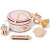 Btuty Set di percussioni in legno da 5 pezzi, strumento musicale, divertente gioco interattivo, sviluppo della coordinazione occhio-mano, rullante, nacchera, campana, armonica, tromba