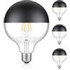 ledscom.de 4x lampadina LED E27, G125, bianco caldo (2700 K), 6,7 W, 660lm, specchio frontale (nero)