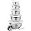 Relaxdays Accessori Cucina da 18 pz,5X Coperchio,Dosatori Mestoli & Ciotole,Set Utensili,Argento/Bianco, Plastica