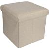 Oceano Pouf Contenitore Pieghevole Poggiapiedi Sgabello in Misto Lino Cassapanca Bauletto Ottomane Porta Giochi Organizzatore Poltrona per Soggiorno Ingresso Camera da letto (Beige 30x30x30)