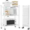 DEANIC Scaffali pieghevoli in metallo, a 3 ripiani, 61 x 85 x 28 cm, mensole angolari da cucina su ruote, mensole per dispensa, libreria per soggiorno, colore: bianco