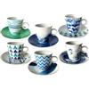 MA MAISON Tazzine in Vetro Fantasia per Caffè Set 6 Bicchierini con Manico e Piattino - Mantiene il Calore, Senza Condensa, per Latte - Particolari Ottima Capacità Ml idea Regalo