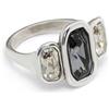 Uno de 50 UNOde50 Anello in lega di metallo, placcato in argento sterling, vetro sfaccettato grigio e bianco, Gioielli artigianali, Design creativo