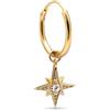 SINGULARU - Orecchino Singolo Cerchio Stella Polare. Argento Sterling con Placcatura in Oro 18 Kt e Zircone. Gioielli da Donna