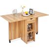 Mondeer Tavolo da Pranzo, Tavolo Pieghevole con Ruote e 1 Cassetti per 4-6 Persone, Tavolo da Cucina per Piccoli Spazi, Salvaspazio, 120 x 72 x 75 cm, Rovere
