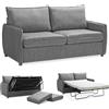 EVERGREENWEB MATERASSI & BEDS EVERGREENWEB - Divano Letto 2 Posti L170xP90xA75 Sofà con Materasso Matrimoniale Memory alto 10 cm, Moderno Tessuto Grigio, Schienale a Doppio Cuscino Estraibile, Struttura Rinforzata Pieghevole GRACE