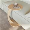 sugodesign Tavolino con ruote, piccolo tavolino da caffè a forma di C, elegante tavolino in un bellissimo effetto rovere naturale, tavolo rotondo come ripiano per divano e divano, tavolino da divano