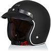 ORIGINE Casco Jet Moto Aperto Scooter Casco Motorino Vintage con Visiera Parasole Omologato ECE (SOLID MATT BLACK,S)