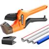 PINOZE Tagliatubi in PVC - Apertura massima di 76 mm, utensile tagliatubi a cricchetto resistente con stabilizzatore per PVC, PPR, PE, PEX, tubi in plastica e tubazioni idrauliche con lama SK5