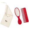 TEK - Kit da Borsetta: Spazzola Ovale Piccola e Pettine Piccolo Rado Rosso con Custodia in Cotone, Handmade in Italy
