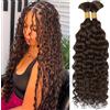 Rebasar Water Wave Braiding Hair 100g 14 Inch Capelli Umani for Braiding No Weft Bundle Brazilian Human Hair Extensions for Boho Braids Human Braiding Hair Bulk Chocolate Brown