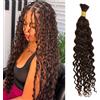 Rebasar Water Wave Braiding Hair 50g 14 Inch Capelli Umani for Braiding No Weft Bundle Brazilian Human Hair Extensions for Boho Braids Human Braiding Hair Bulk Chocolate Brown