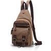 FANDARE Classico Sling Bag Zaino Studente Sport Portatile Viaggio Borsa a Tracolla Donna/Uomo Grande Capacità Multifunzione Traspirante Tela Marrone