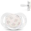 Suavinex, ciuccio per neonati 6/18 mesi, tettarella fisiologica in silicone SX Pro, piatta, simmetrica e flessibile, rispetta lo sviluppo orale, con anello, scudo trasparente, poesia rosa