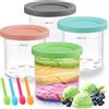Euleryoo 4 Pezzi Contenitori per Gelato per Ninja Creami, Tazza di pinte per gelato, Vaschette per Gelato con Coperchi y 4 cucchiai, per ninja creami pinte NC301 NC300 NC299 Series Ice Cream Maker
