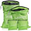 TranRantic 4 Pezzi Sacco Portabiancheria Sporca,Pieghevole Sacco Biancheria Sporca con Cerniera,Laundry Bag per L'allenamento di Nuoto e Yoga,Sacca Impermeabile per Viaggio Vacanza in Famiglia(Verde)