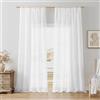 Softalker Tende bianche trasparenti, effetto lino, tenda corta, 225 cm di altezza, per camera da letto, finestre, 140 cm di larghezza, set da 2 pezzi