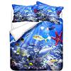 Sticker Superb Copripiumino Oceano Animale Lenzuola Letto Pesce Corallo Stella Marina per Bambini Adulto Set Biancheria Matrimoniale con 1 Copripiumino + 2 Federe, Microfibra (Viola, 220_x_260_cm)