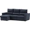 BUDWING Oliver Divano Letto da Salotto 3 Posti - Chaise Longue Reversibile, Contenitore Integrato e Poggiatesta Regolabile - Grigio Scuro